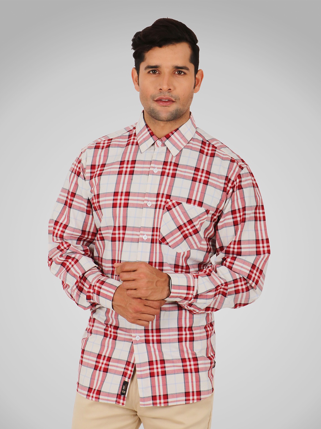 

SHIRT THEORY Men Red Comfort Tartan Checks Checked Casual Shirt