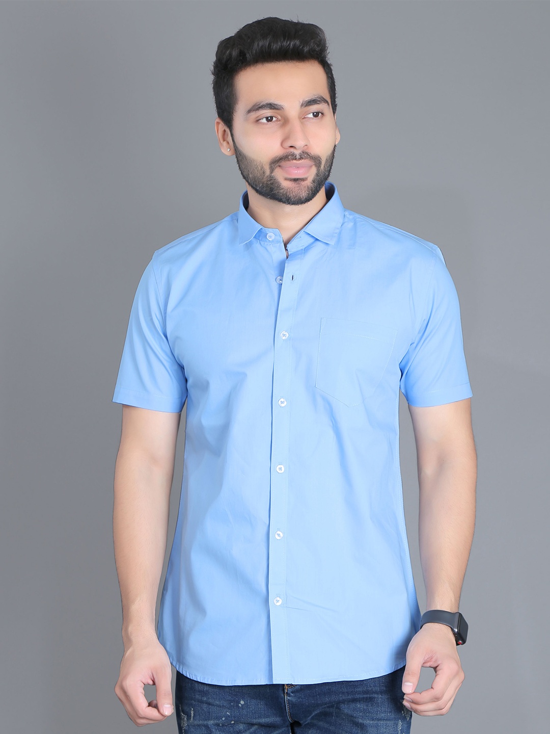 

5TH ANFOLD Men Blue Slim Fit Cotton Casual Shirt