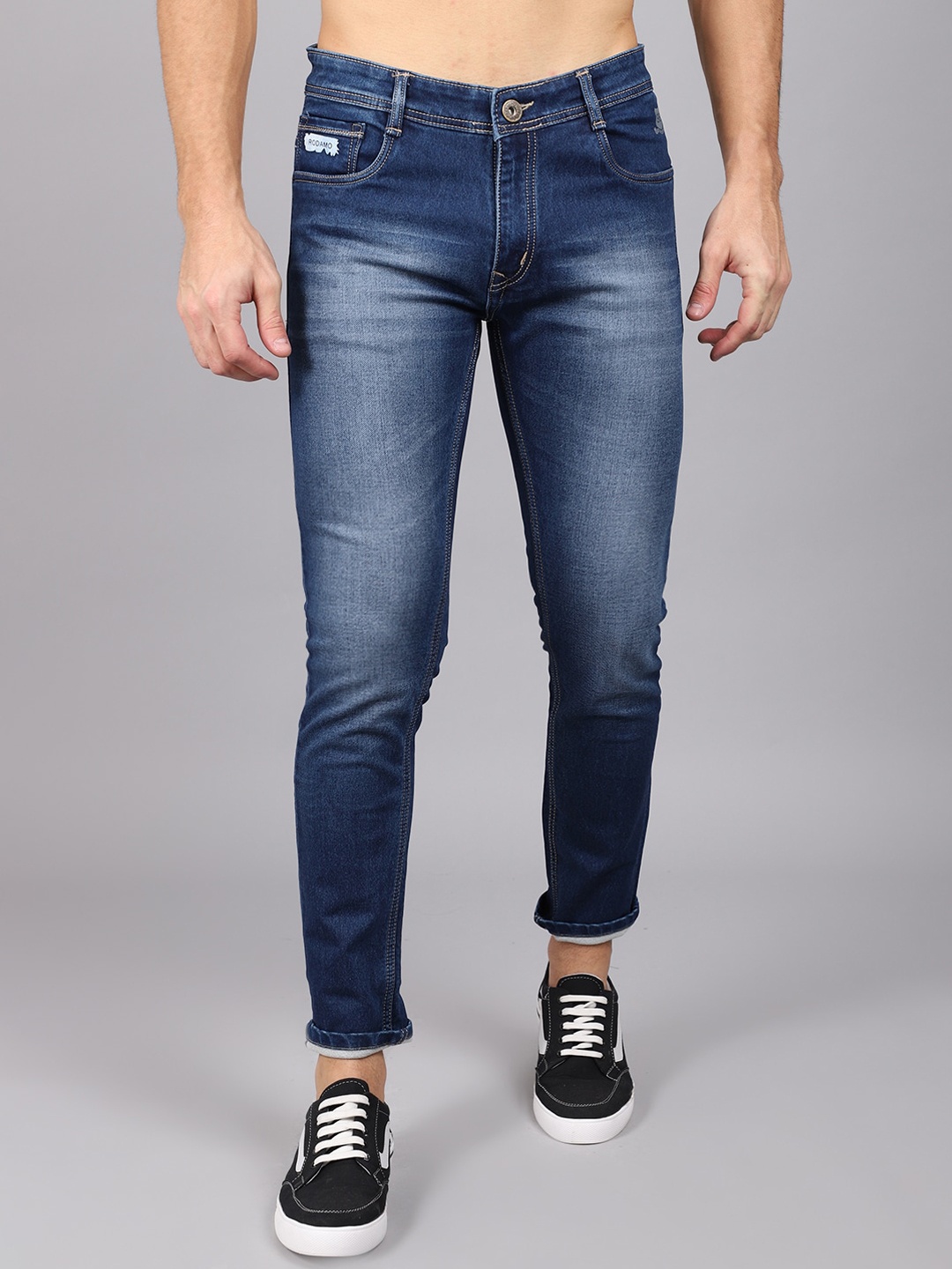 

Rodamo Men Blue Slim Fit Heavy Fade Stretchable Jeans