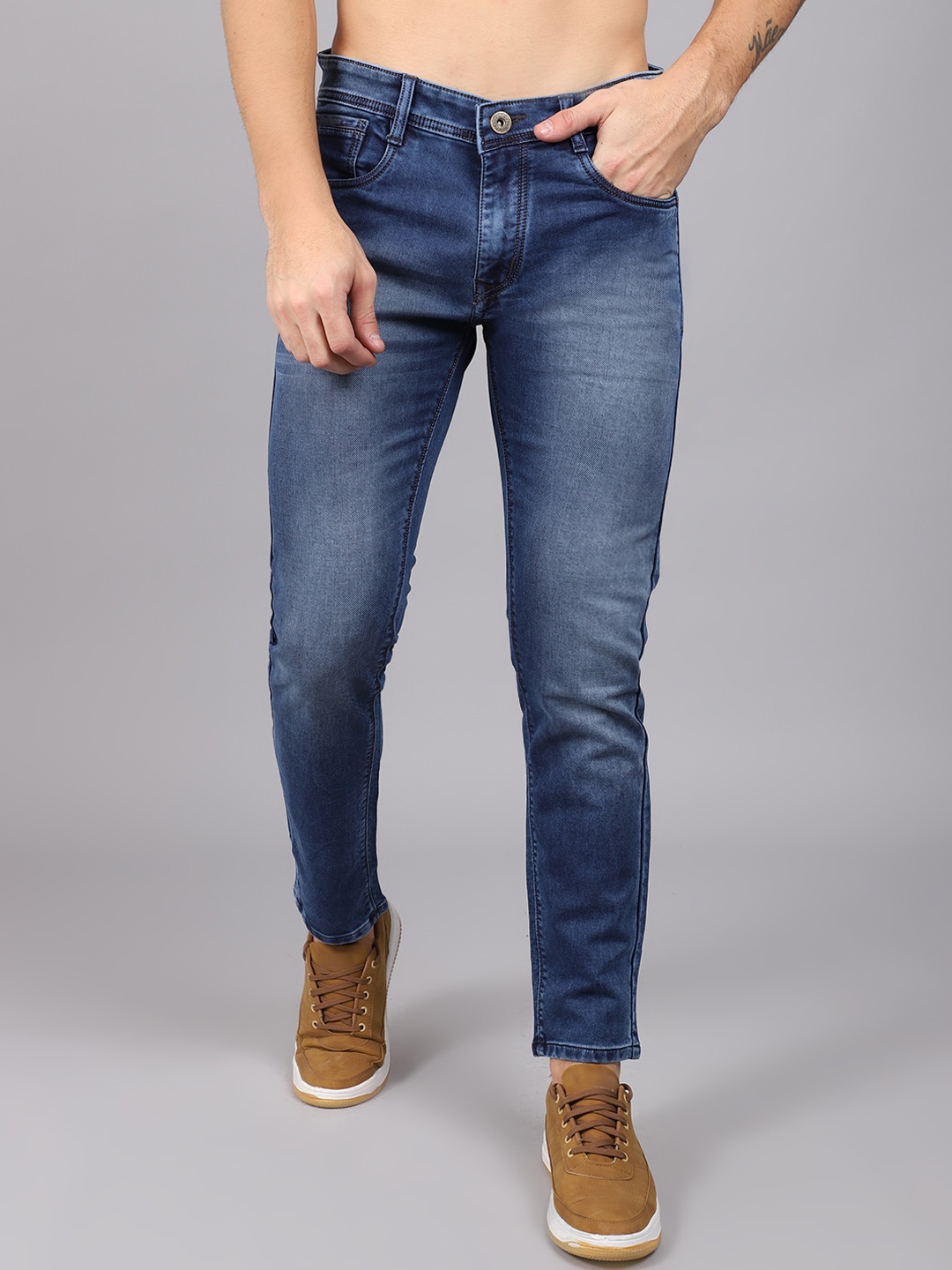 

Rodamo Men Blue Slim Fit Heavy Fade Stretchable Jeans