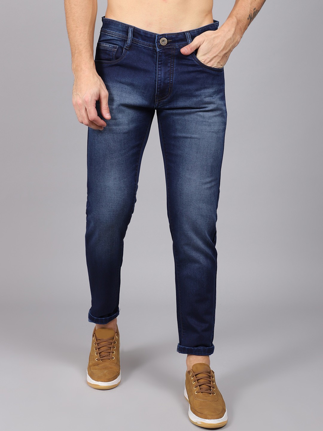 

Rodamo Men Blue Slim Fit Heavy Fade Stretchable Jeans