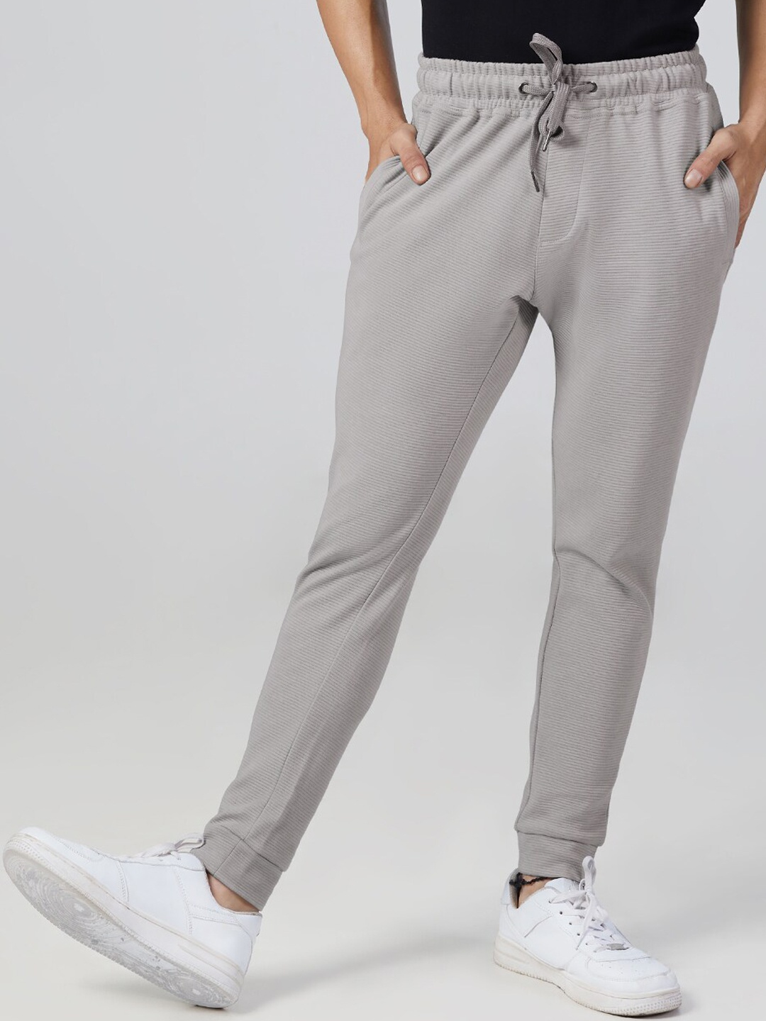 

The Souled Store Men Grey Melange Solid Pure Cotton Joggers