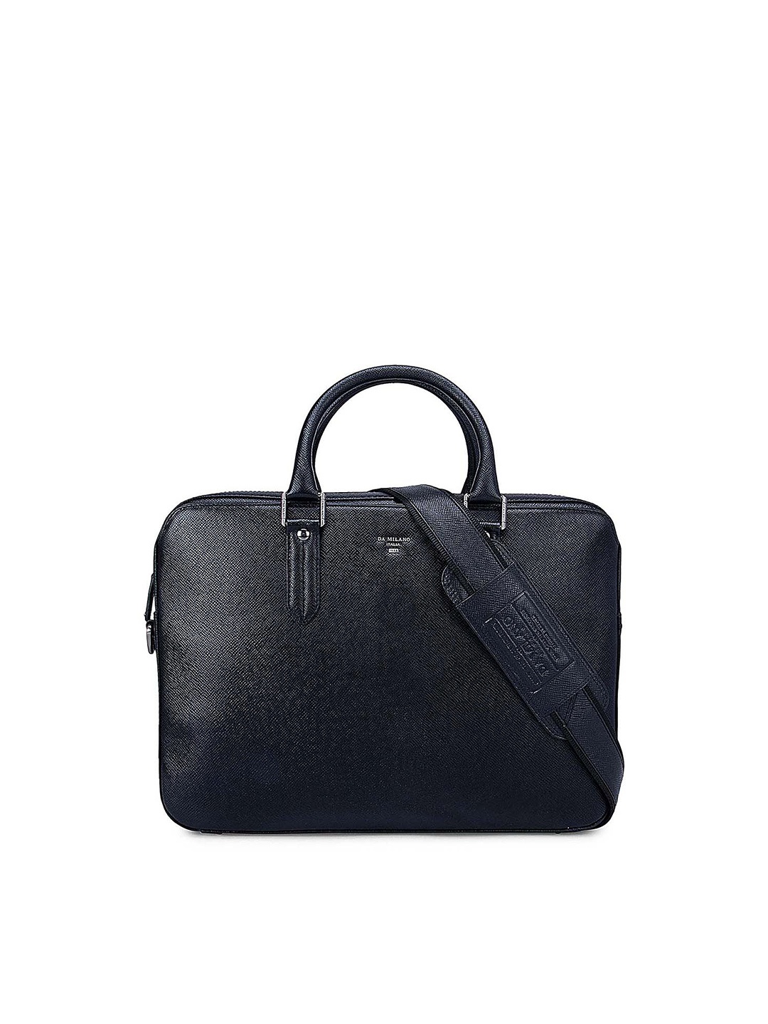 

Da Milano Men Black Leather 14 Inch Laptop Bag