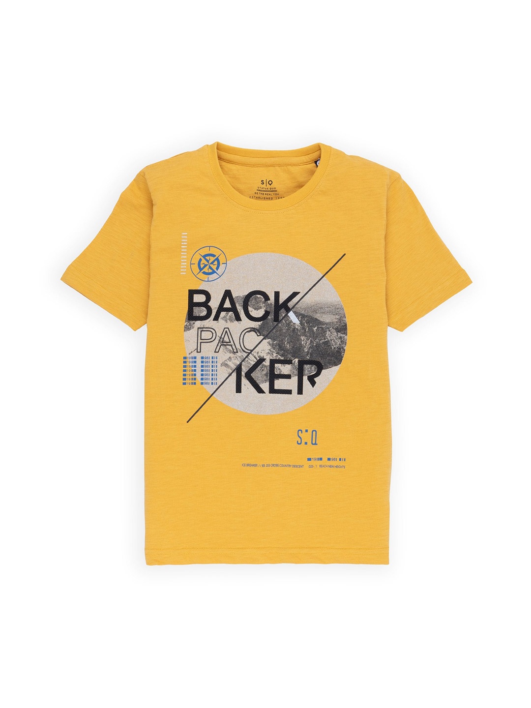 

Status Quo Boys Mustard Yellow & Black Printed T-shirt