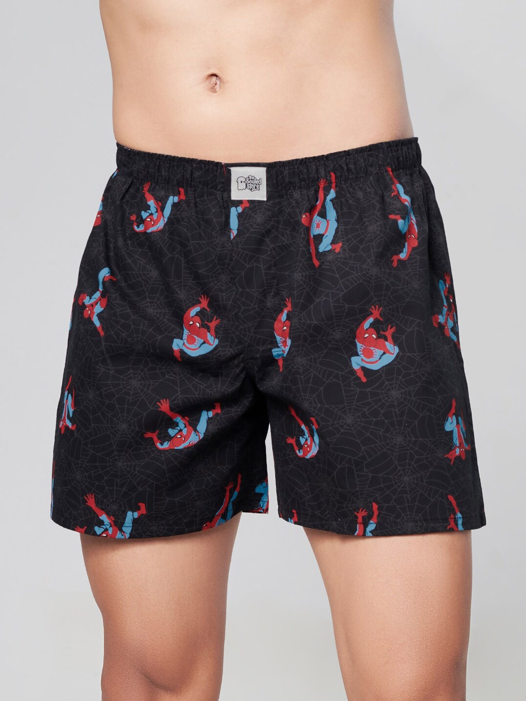

The Souled Store Men Black Spider Man Printed Pure Cotton Boxers