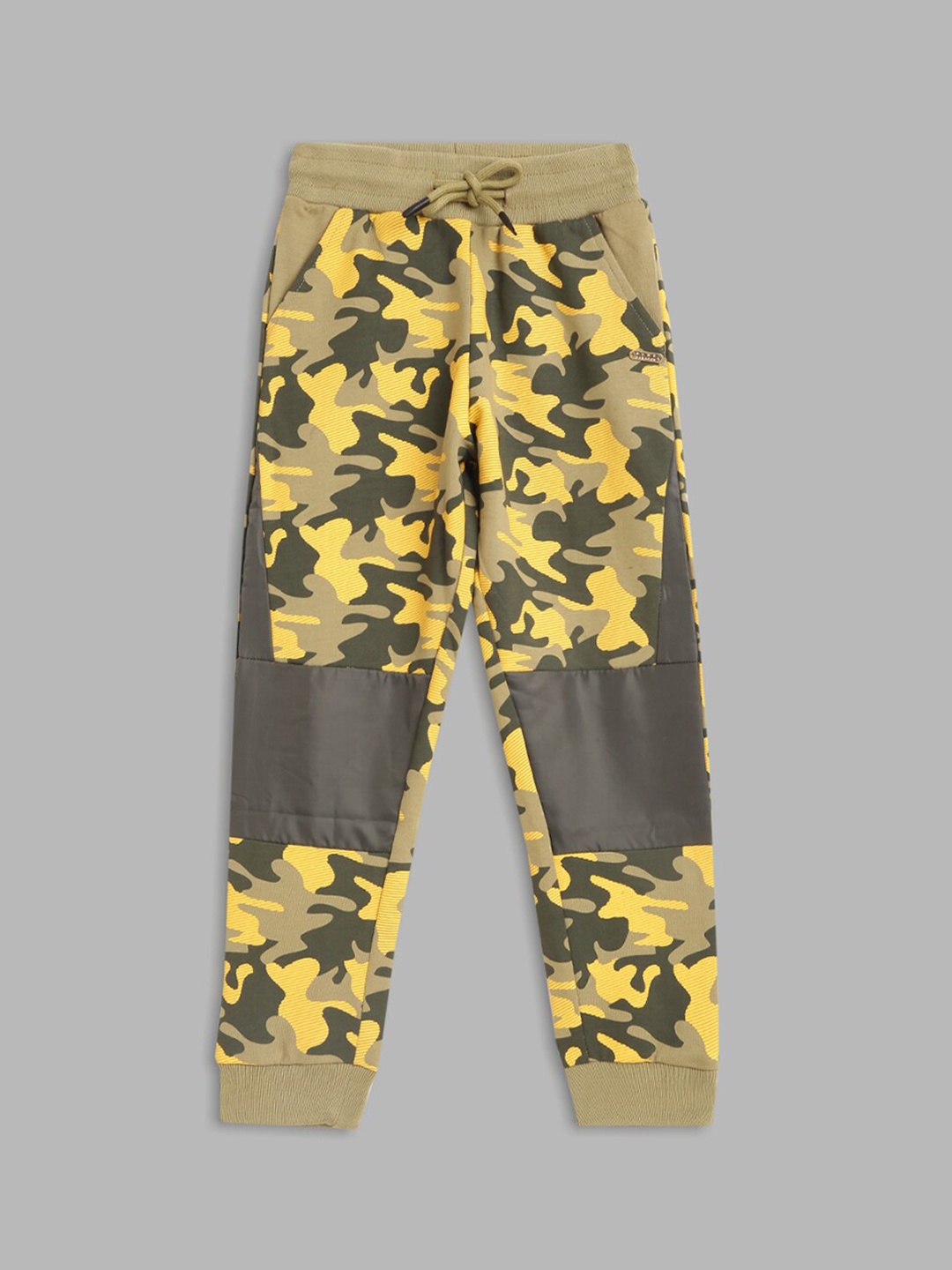 

Blue Giraffe Boys Olive Green Printed Pure Cotton Joggers
