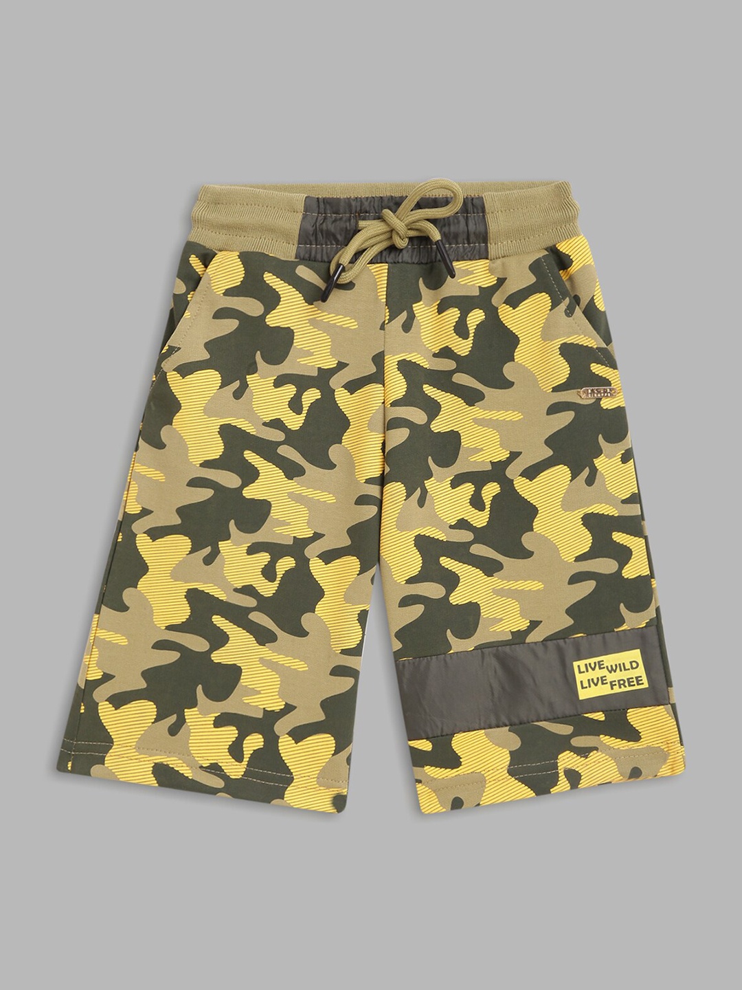 

Blue Giraffe Boys Olive Green Camouflage Printed Shorts