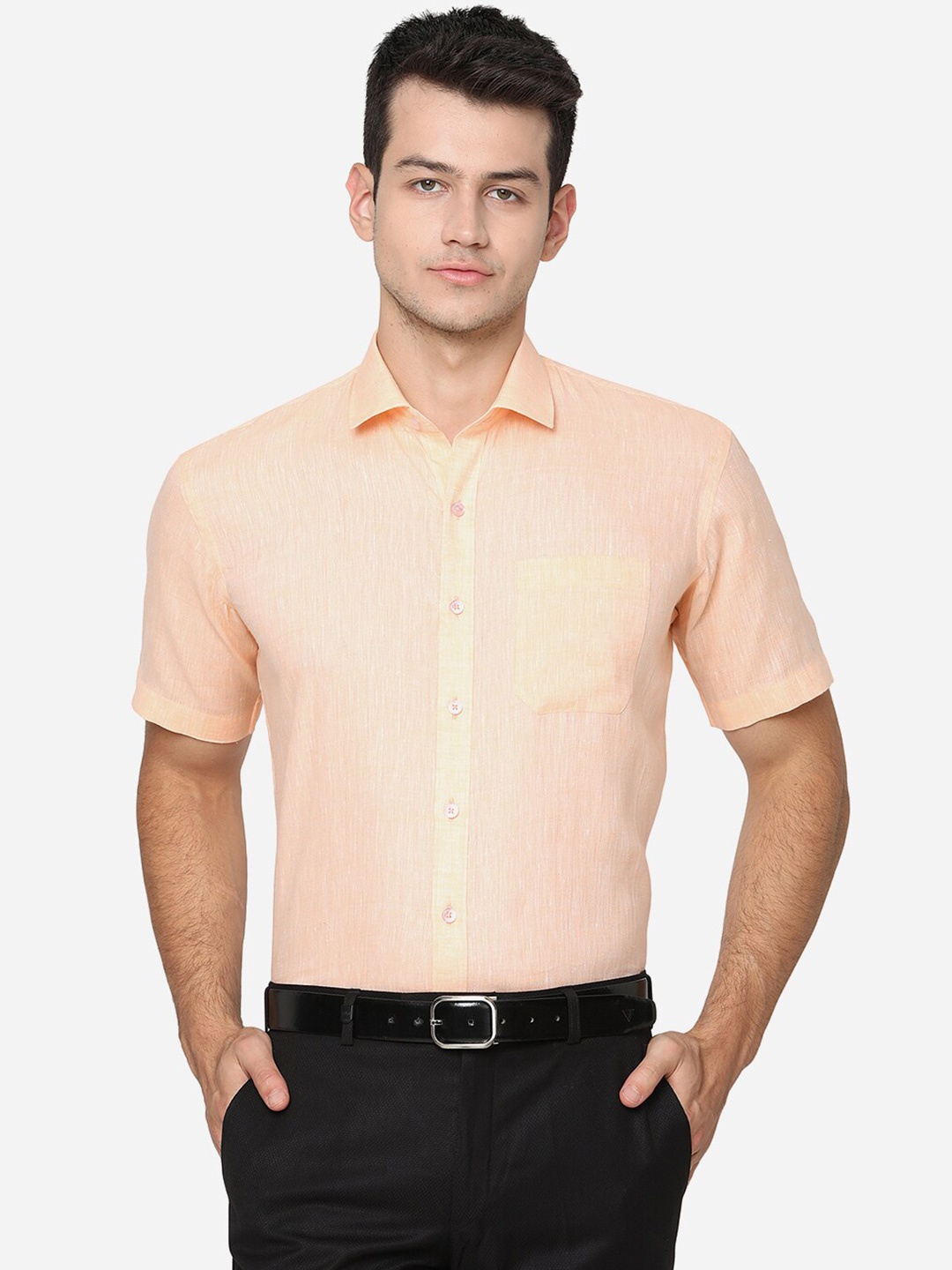 

JADE BLUE Men Cotton Slim Fit Formal Shirt, Orange