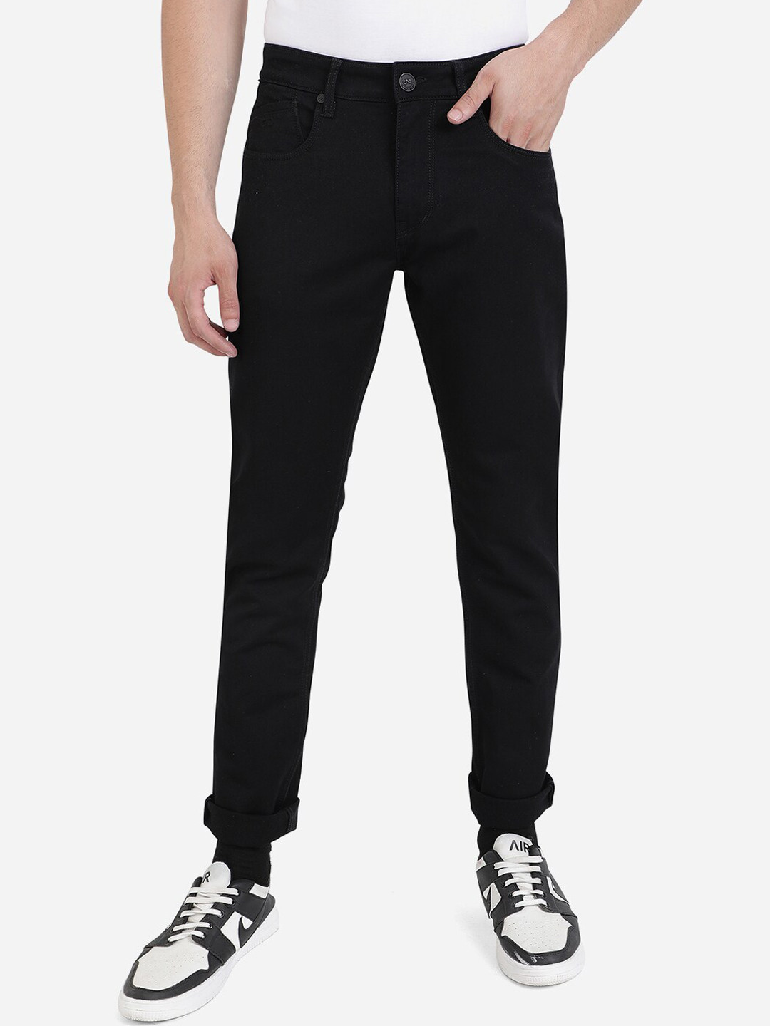 

JADE BLUE Men Black Solid Slim Fit Stretchable Jeans