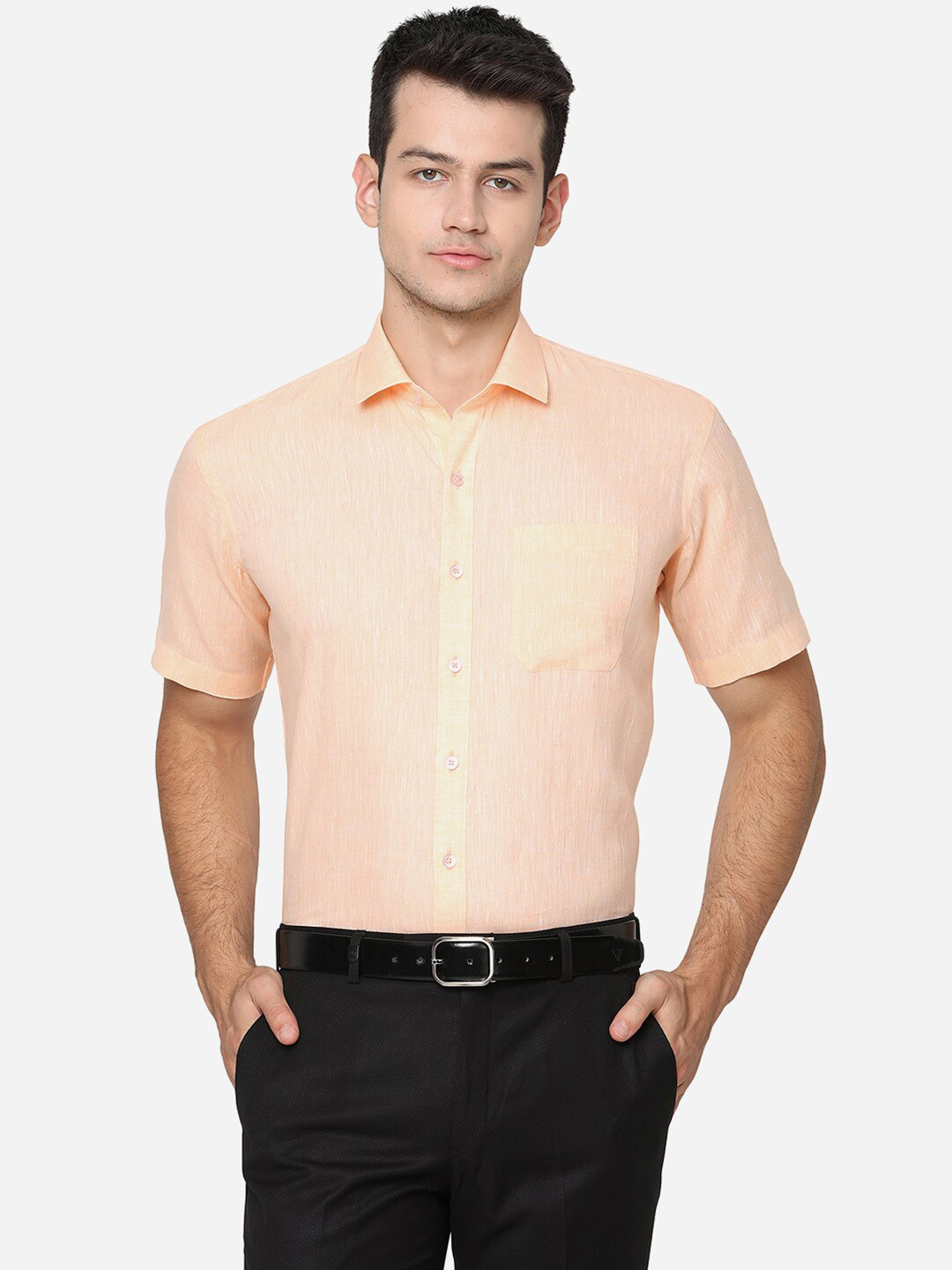 

JADE BLUE Men Orange Cotton Slim Fit Formal Shirt