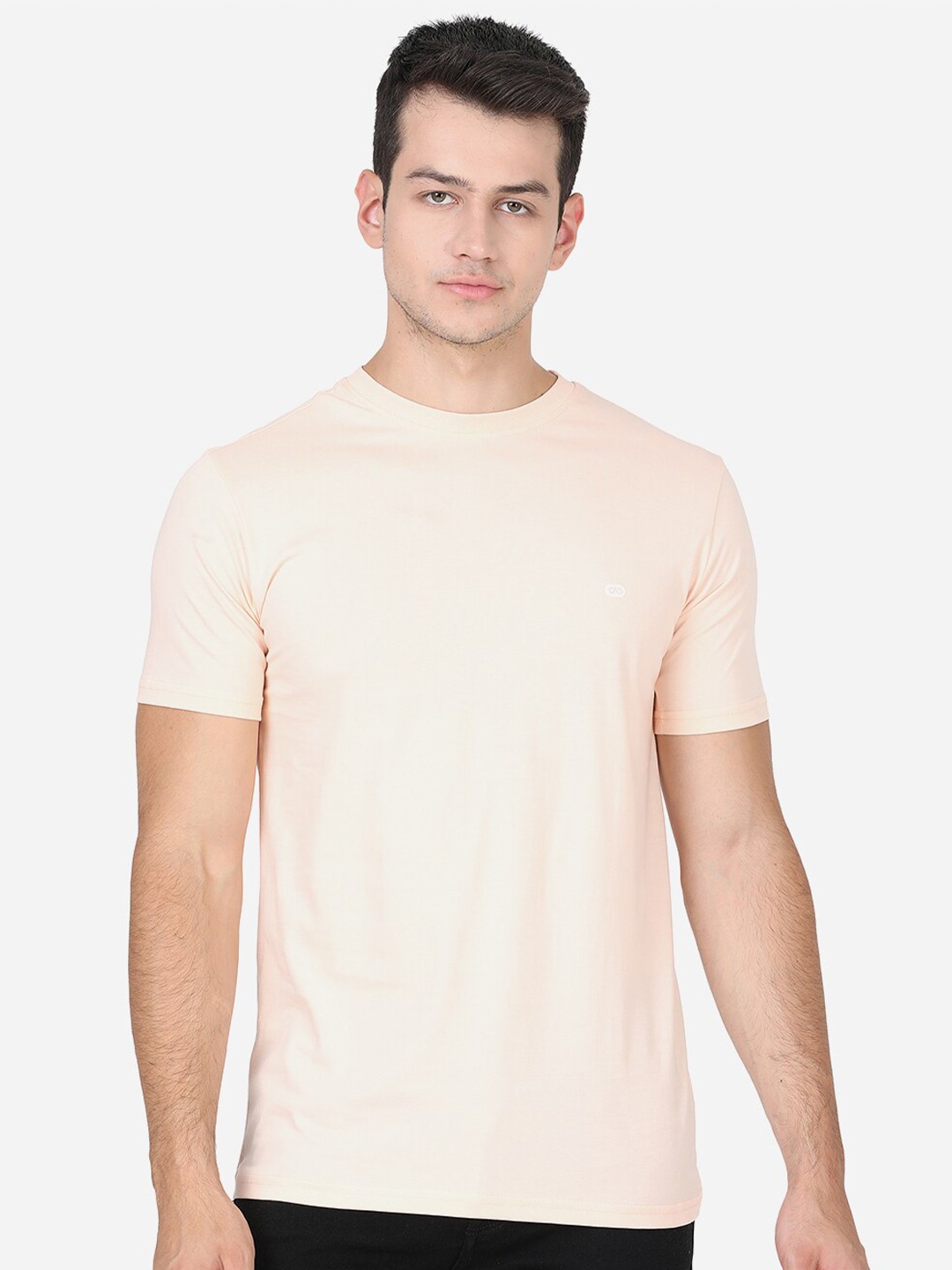 

JADE BLUE Men Peach-Coloured Slim Fit T-shirt