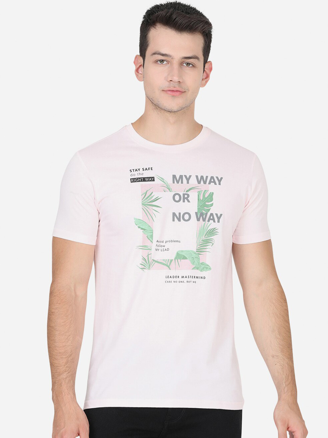 

Greenfibre Men Pink Typography Printed Slim Fit T-shirt