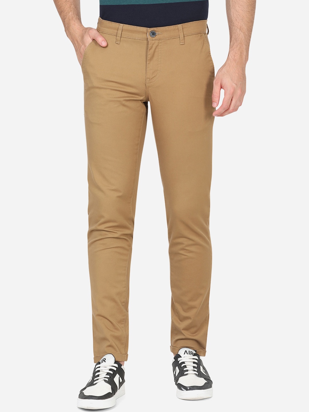 

Greenfibre Men Brown Slim Fit Wrinkle Free Casual Trousers