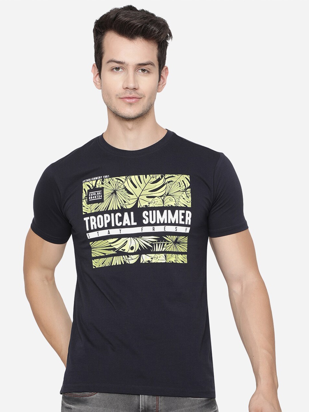 

Greenfibre Men Navy Blue Printed Slim Fit T-shirt