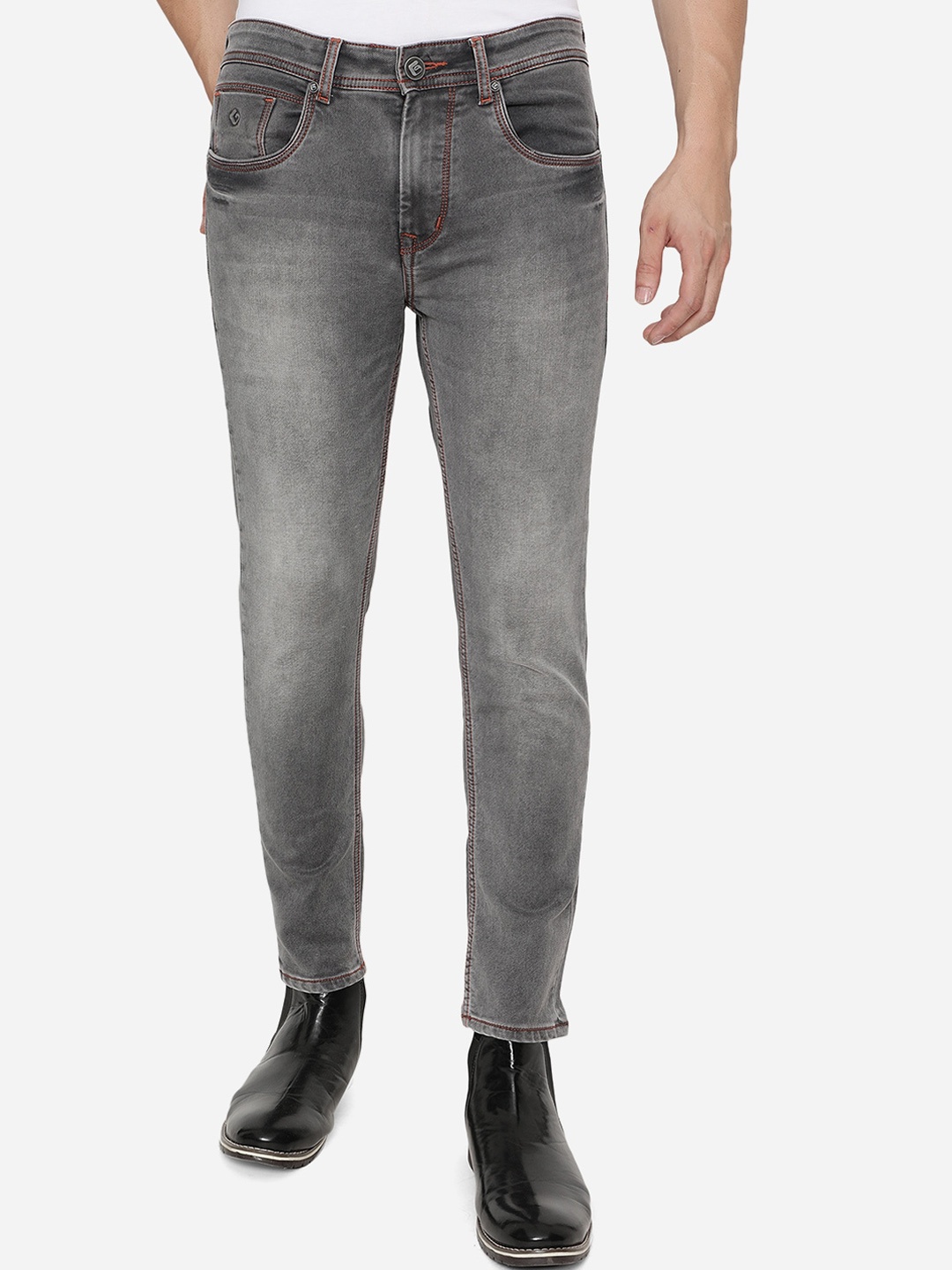 

Greenfibre Men Grey Slim Fit Heavy Fade Stretchable Jeans