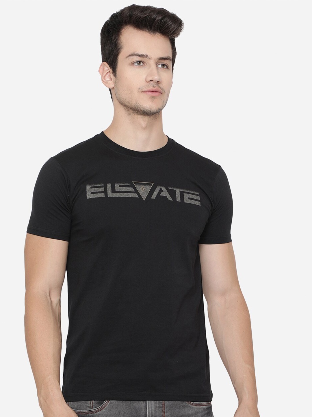 

Greenfibre Men Black Typography Printed Slim Fit T-shirt