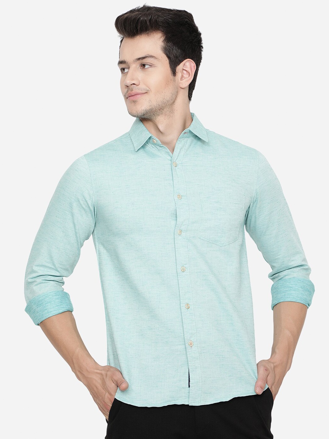 

Greenfibre Men Green Slim Fit Casual Shirt