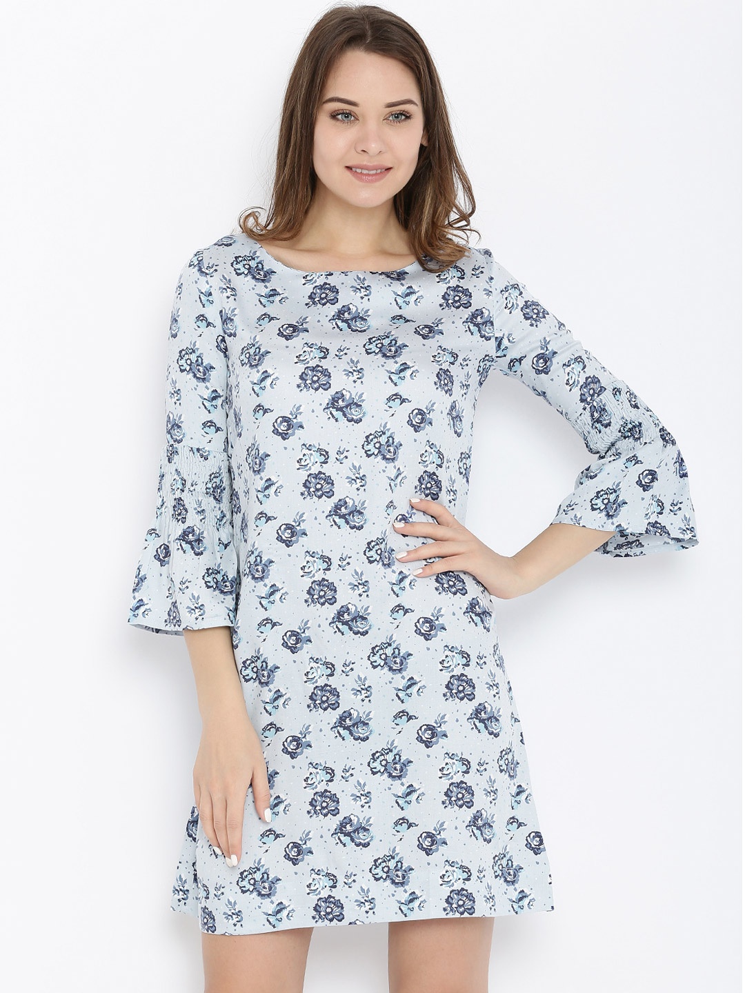 

Zivame Women Blue Floral Print A-Line Dress