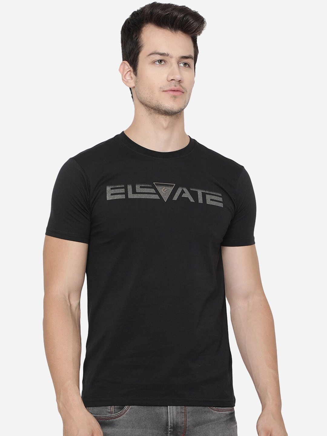 

Greenfibre Men Black Typography Printed Slim Fit T-shirt