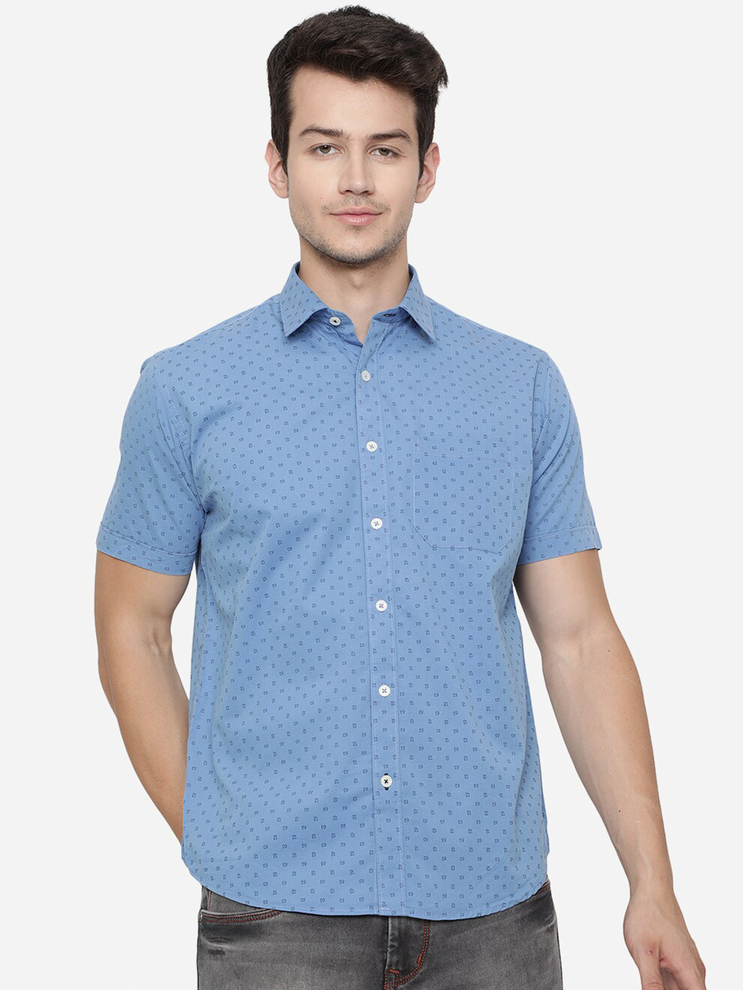 

Greenfibre Men Blue Slim Fit Printed Casual Shirt