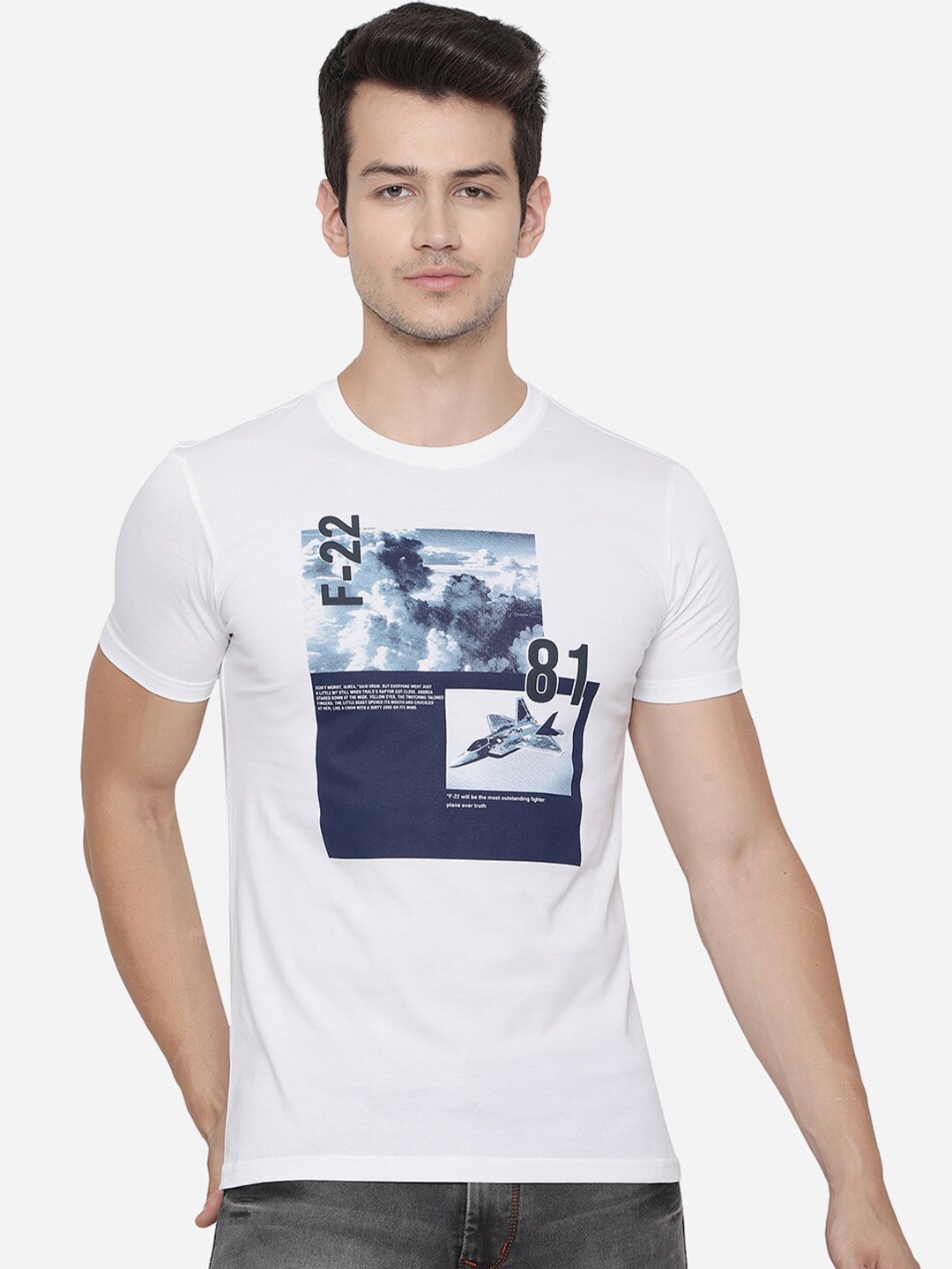 

Greenfibre Men White Printed Slim Fit T-shirt
