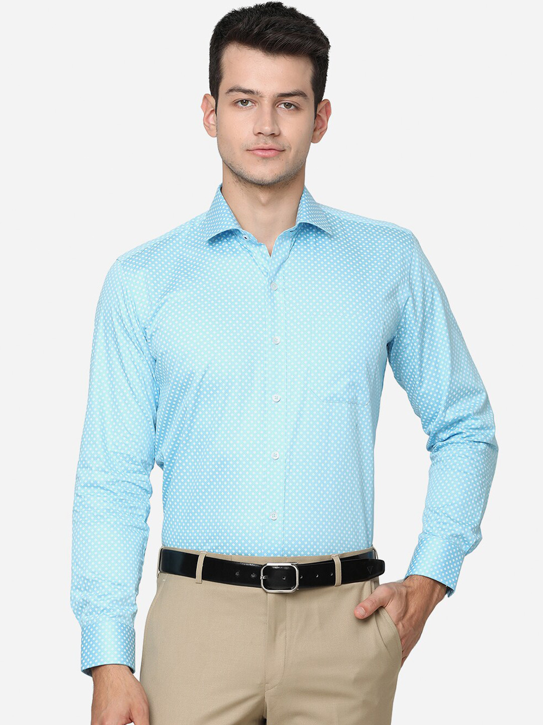 

Greenfibre Men Blue Slim Fit Printed Formal Shirt