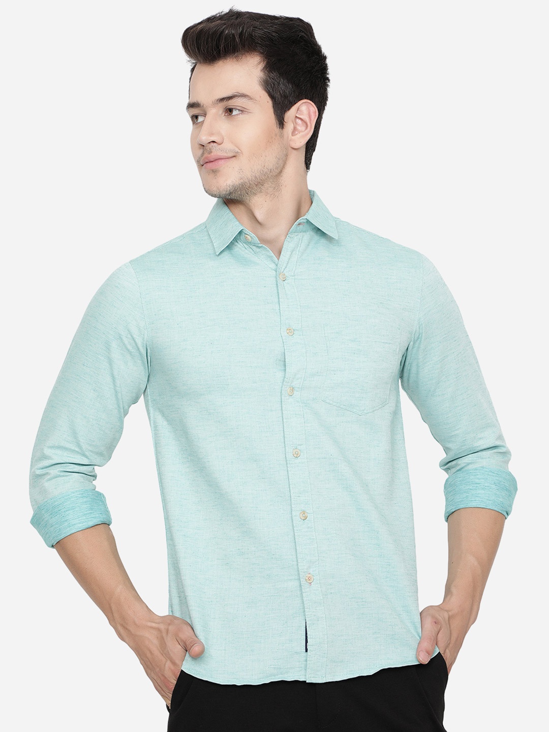 

Greenfibre Men Green Slim Fit Casual Shirt