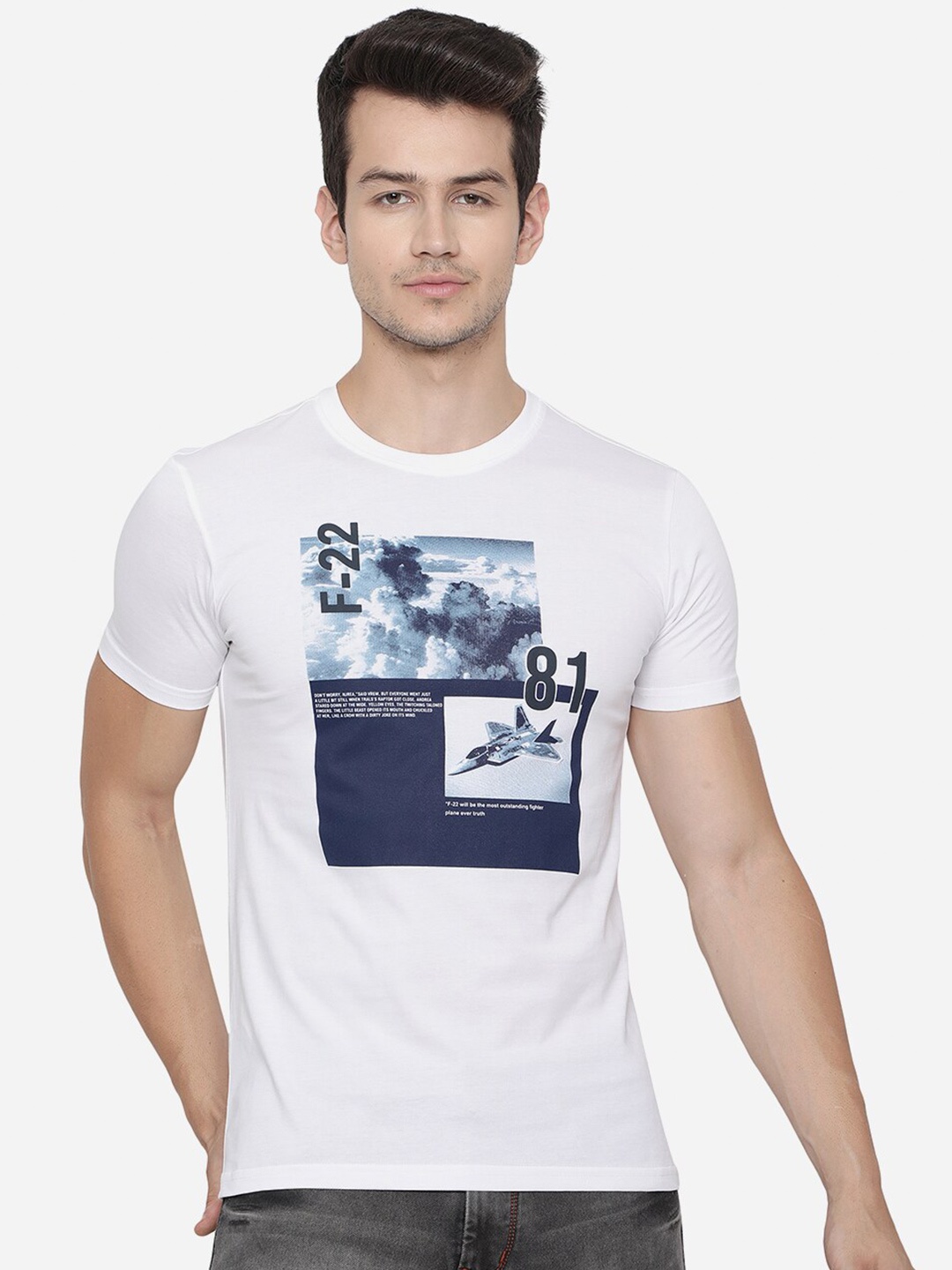 

Greenfibre Men White Printed Slim Fit T-shirt