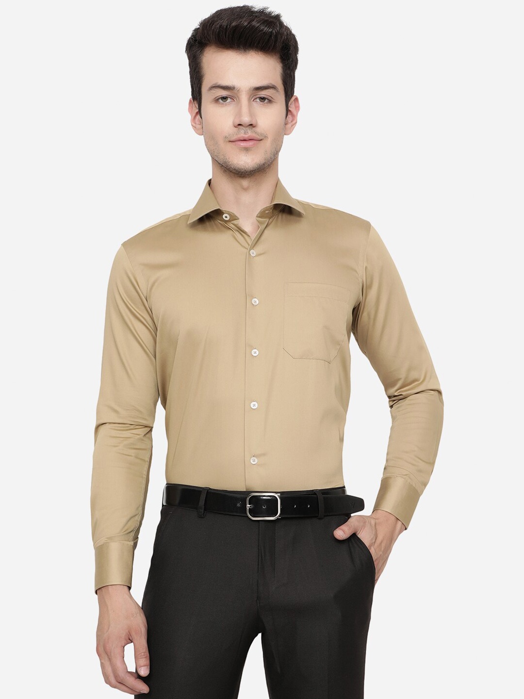 

METAL Men Khaki Slim Fit Pure Cotton Formal Shirt