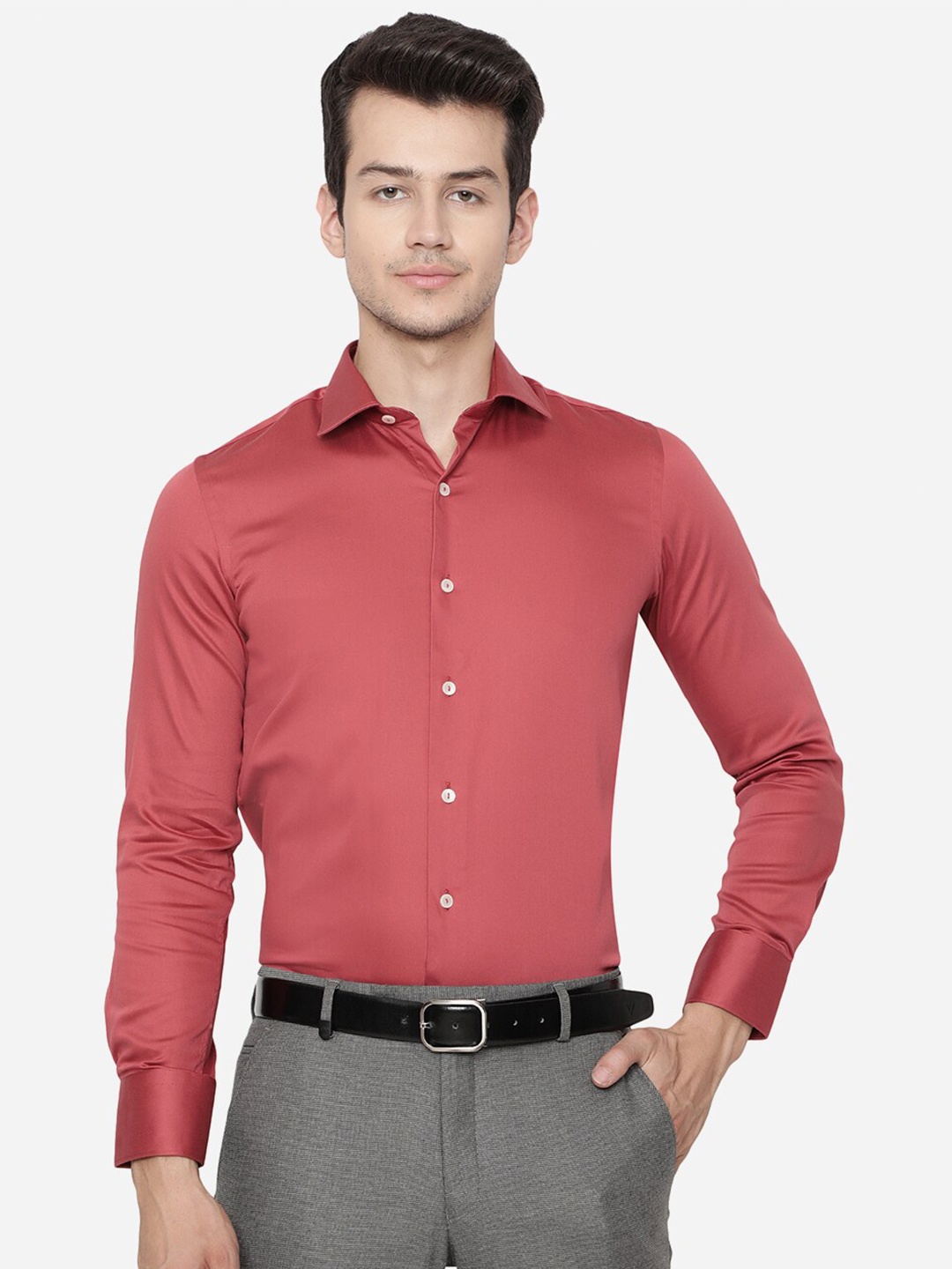 

WYRE Men Red Slim Fit Pure Cotton Formal Shirt