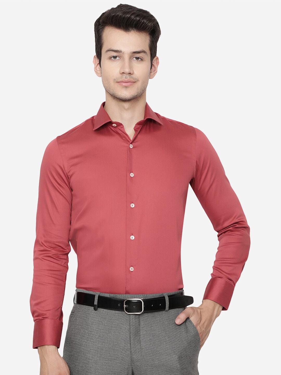 

WYRE Men Red Slim Fit Pure Cotton Formal Shirt