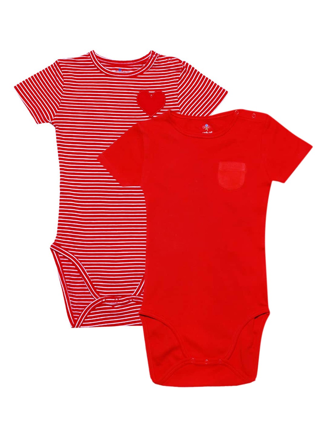 

candy cot Infant Kids Pack Of 2 Cotton Bodysuits, Red