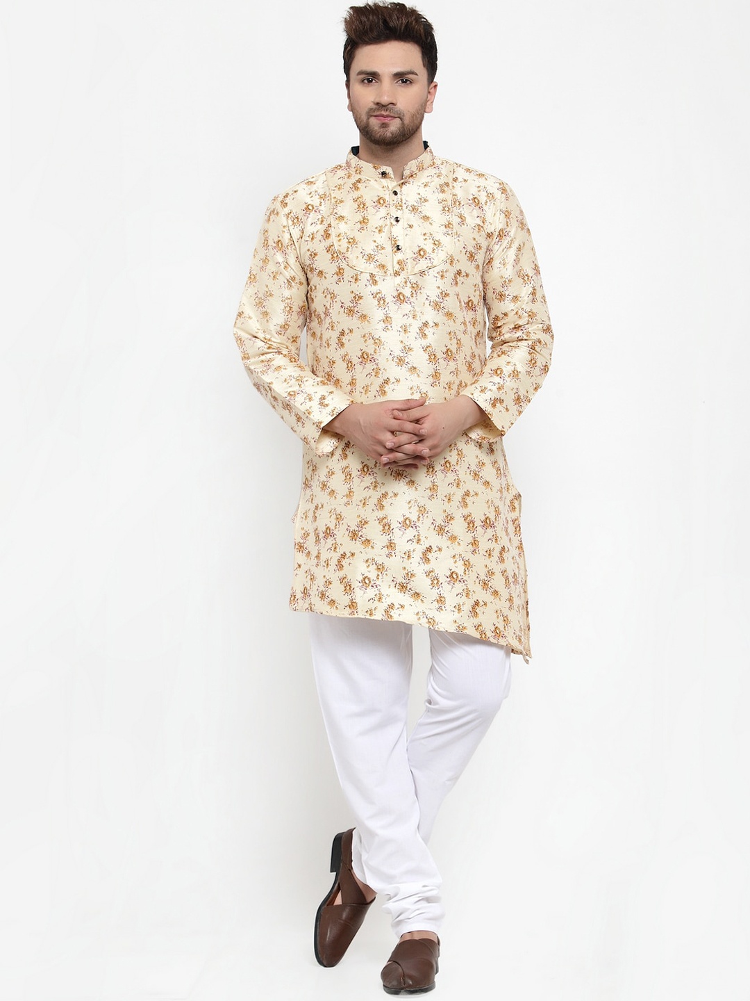 

KLOTTHE Men Beige Floral Printed Kurta