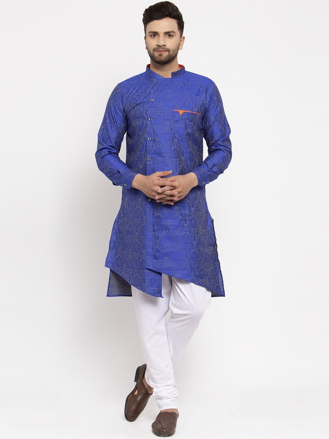 

KLOTTHE Men Blue Ethnic Motifs Asymmetric Kurta