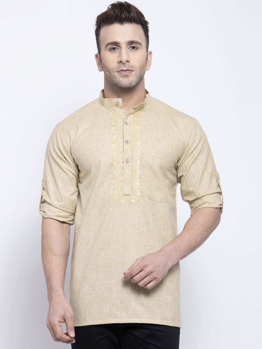 

KLOTTHE Men Beige Thread Work Kurta