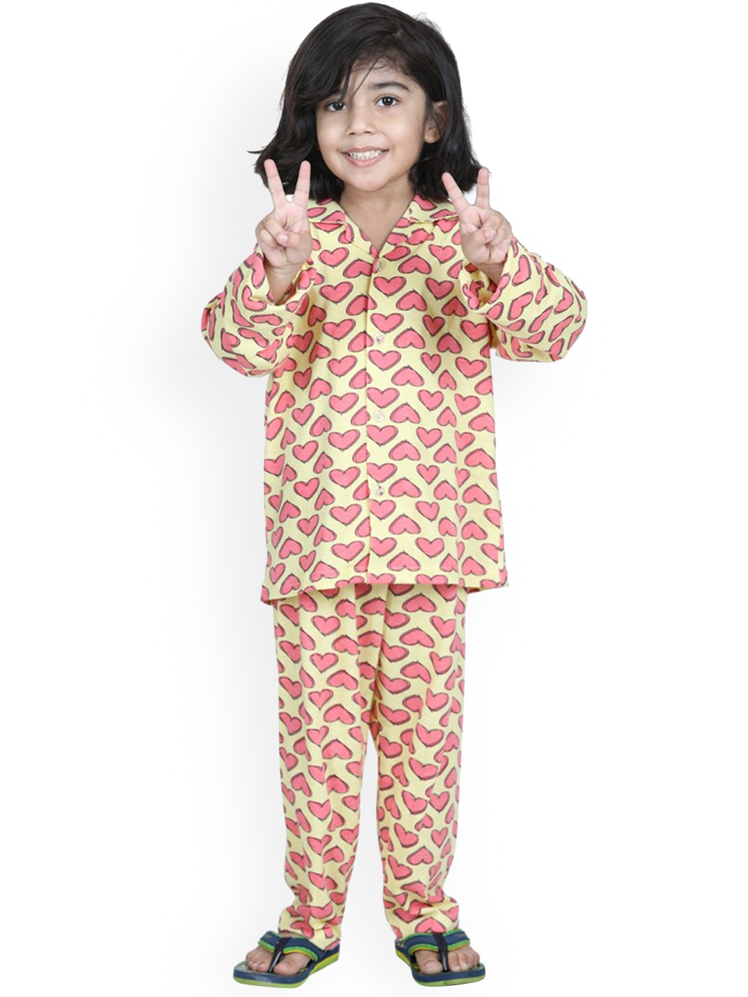 

Aj DEZInES Boys Yellow & Pink Printed Night suit