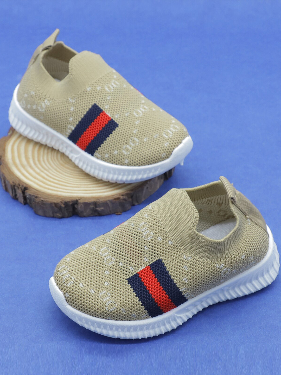 

FEETWELL SHOES Unisex Kids Beige Woven Design Slip-On Casual Shoes