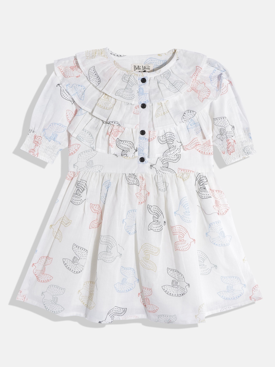 

Bella Moda White & Red Printed Pure Cotton Dress