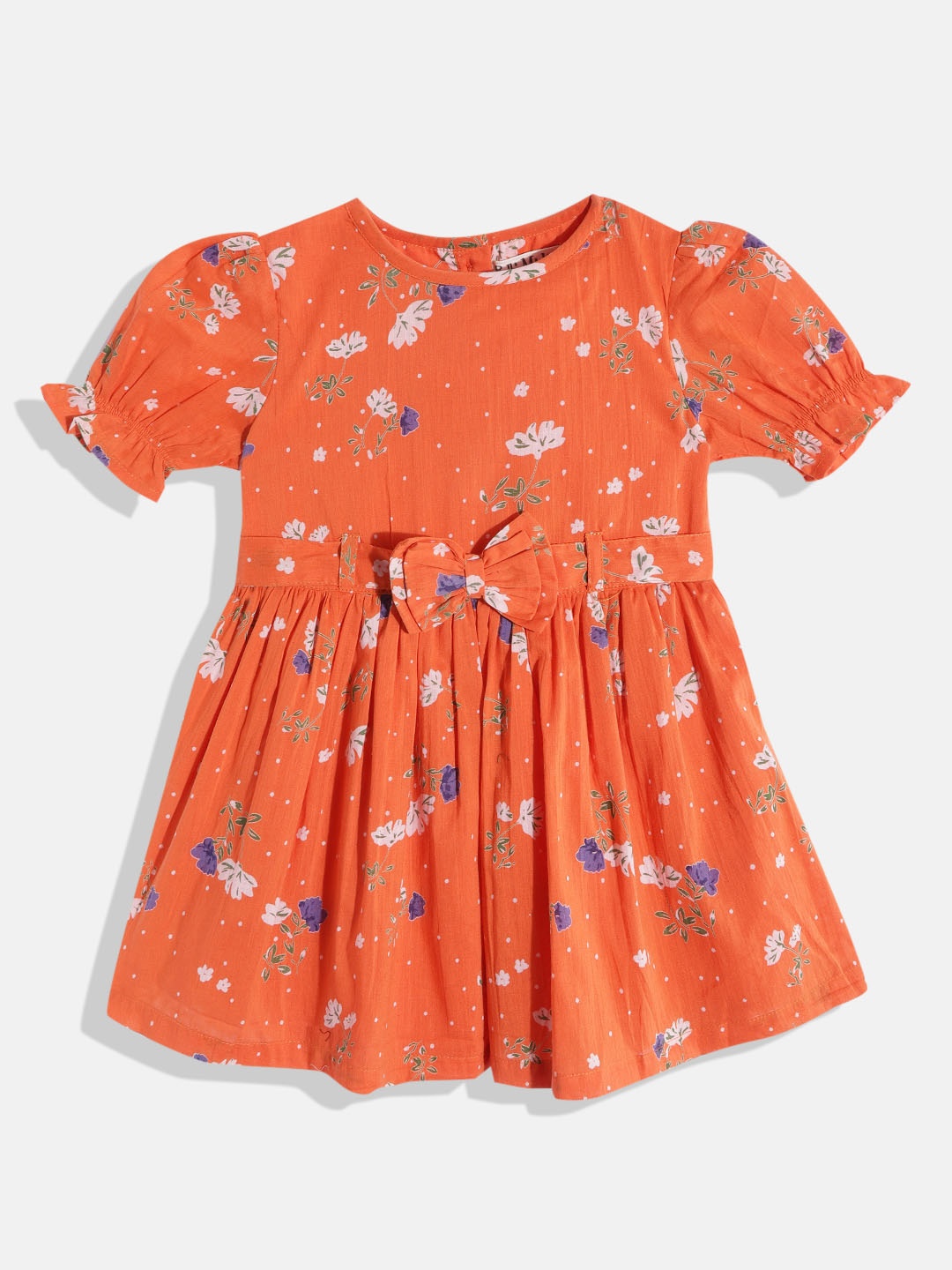 

Bella Moda Orange Floral Pure Cotton Dress