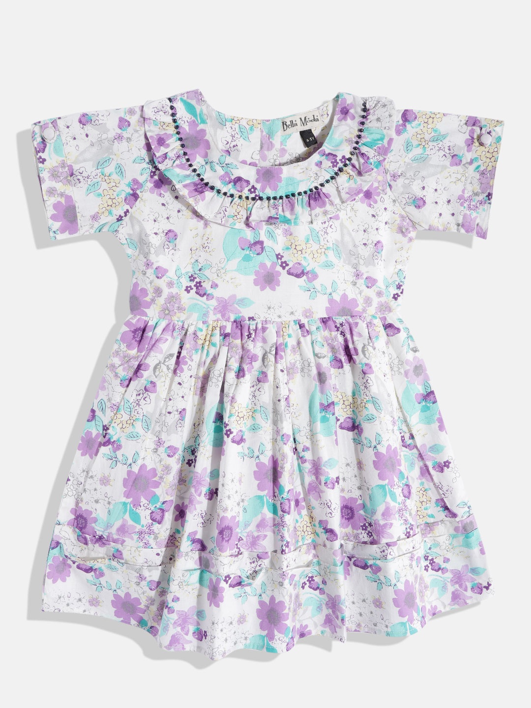 

Bella Moda White & Blue Floral Pure Cotton Dress