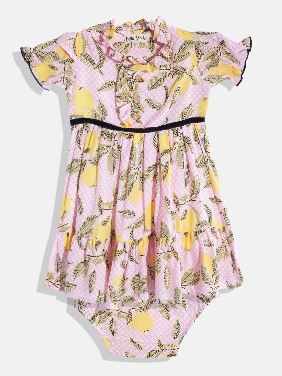 

Bella Moda White & Pink Floral A-Line Dress