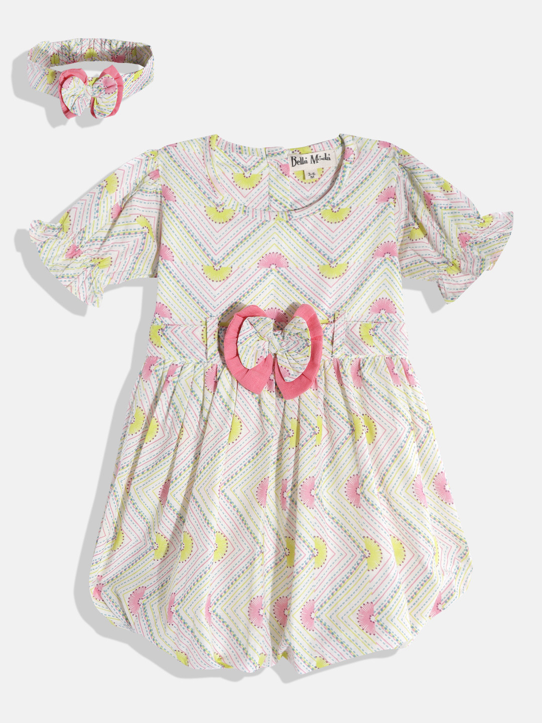 

Bella Moda White & Pink A-Line Dress