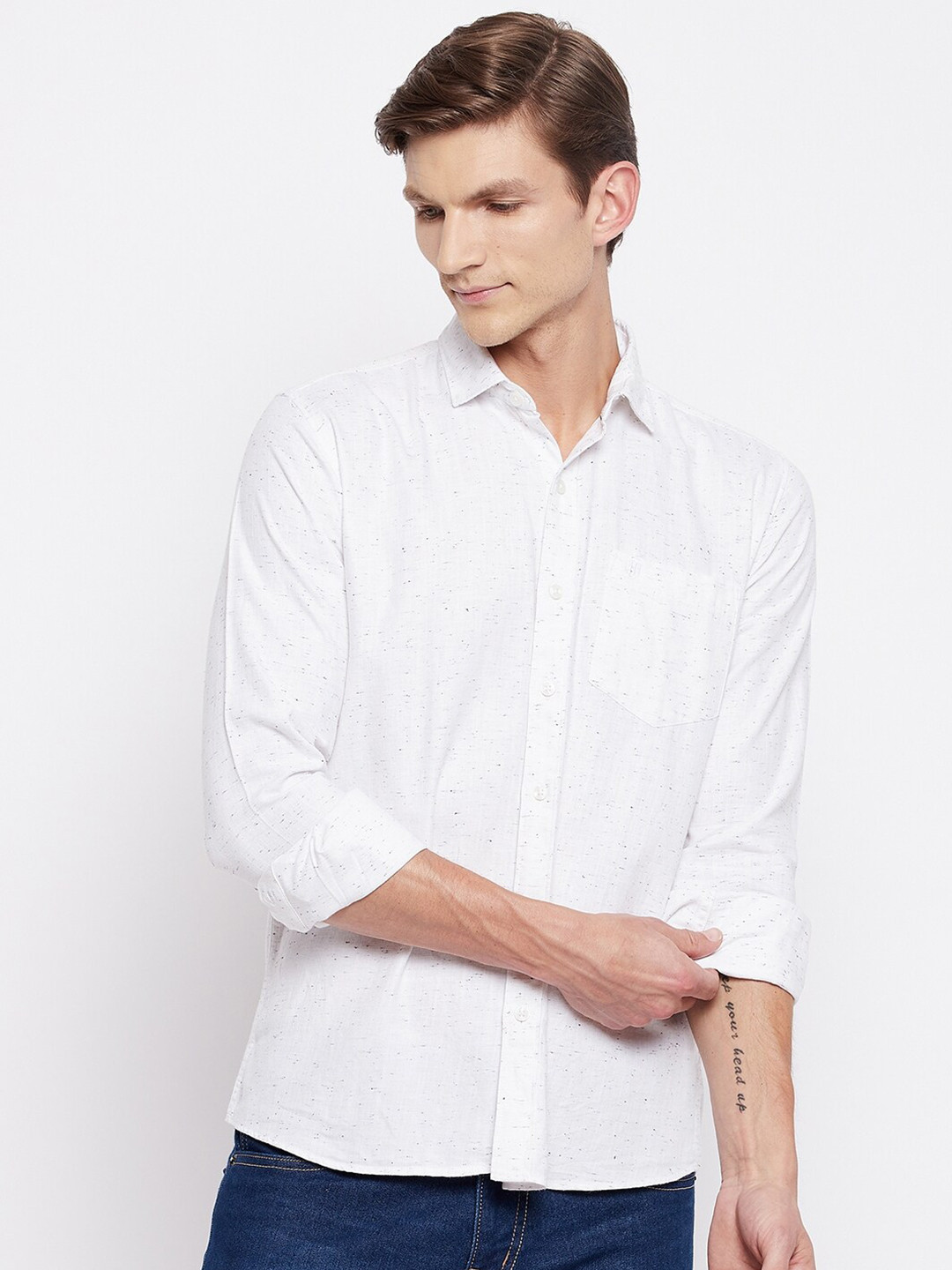 

Duke Men White Slim Fit Casual Shirt