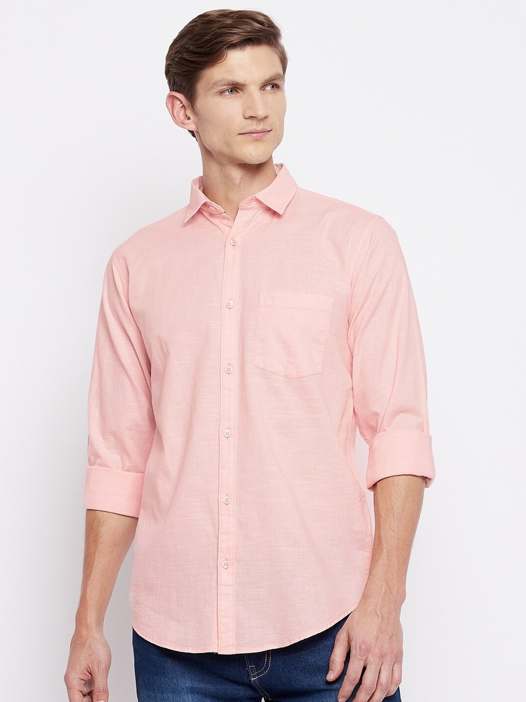 

Duke Men Orange Slim Fit Casual Shirt