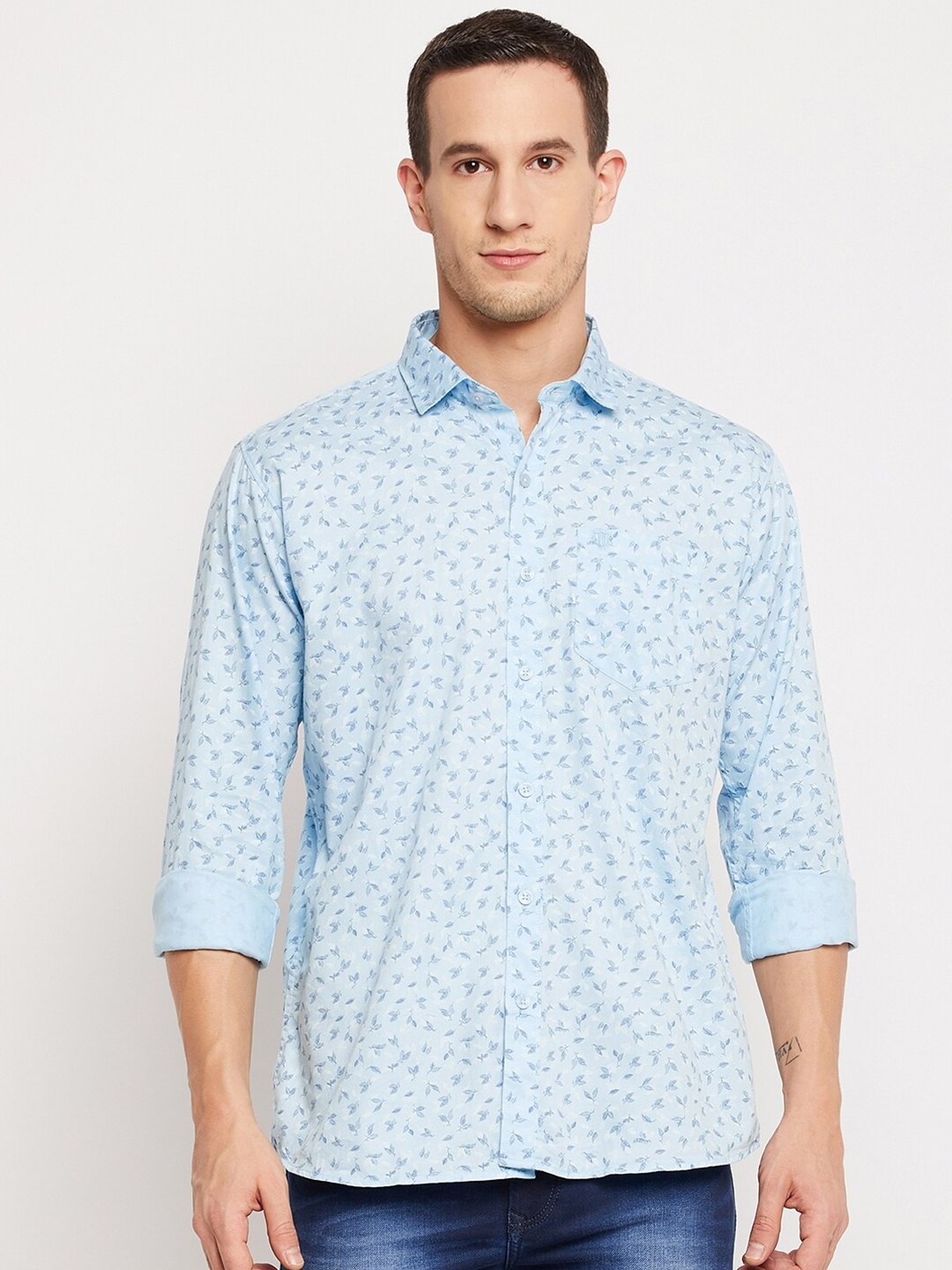 

Duke Men Blue Slim Fit Printed Casual Shirt