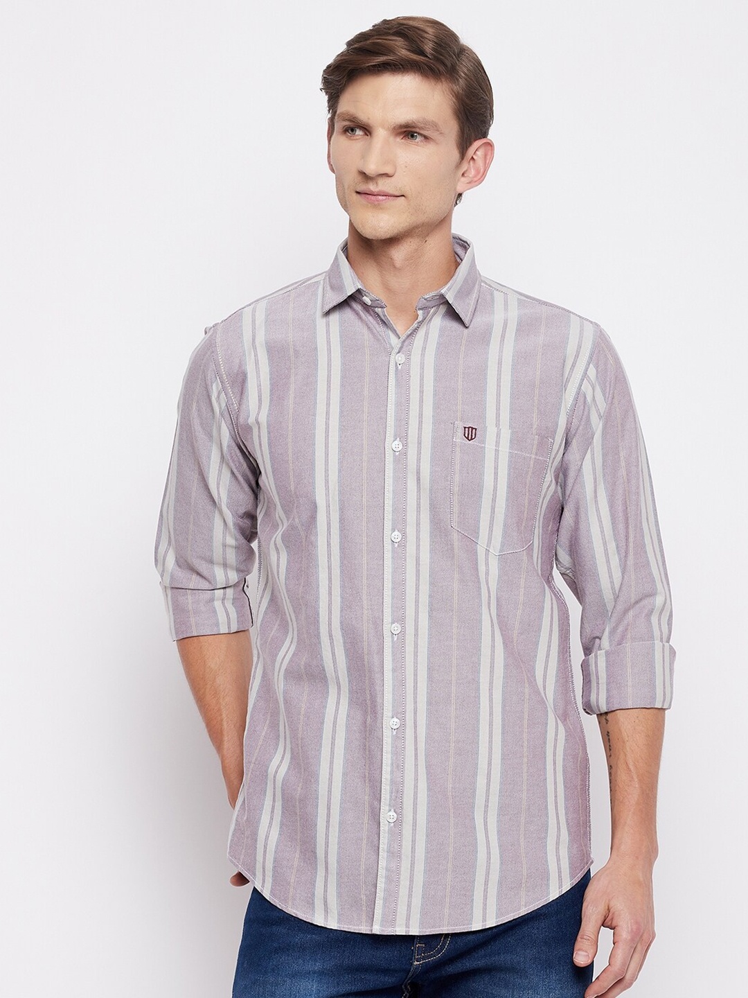 

Duke Men Lavender Slim Fit Multi Striped Casual Shirt