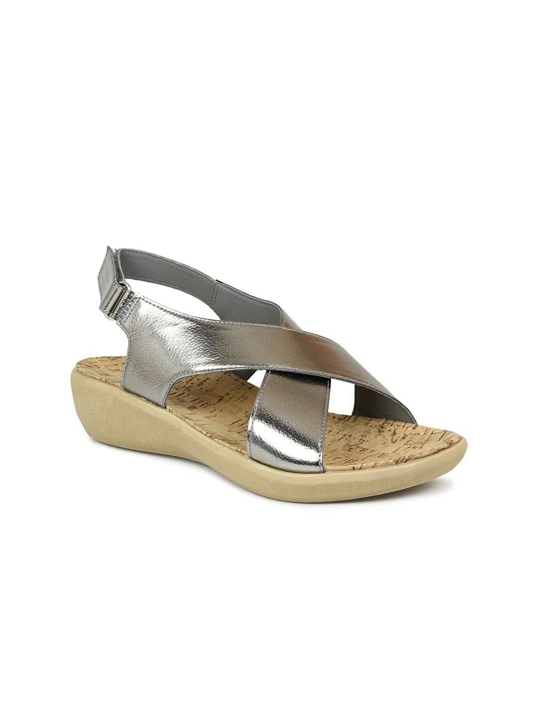 

Inc 5 Women Gunmetal-Toned Comfort Open Toe Flats, Metallic
