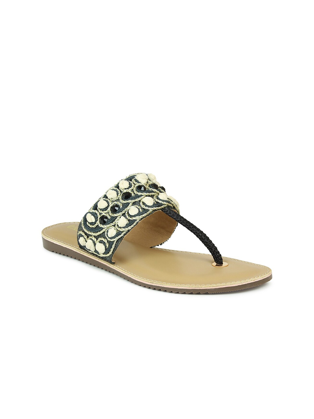 

Inc 5 Women Black Embellished Open Toe Flats