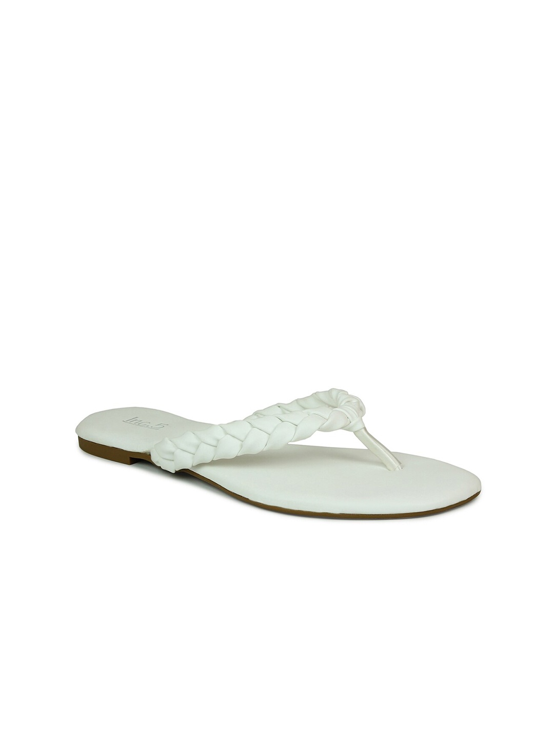 

Inc 5 Women White Solid T-Strap Flats