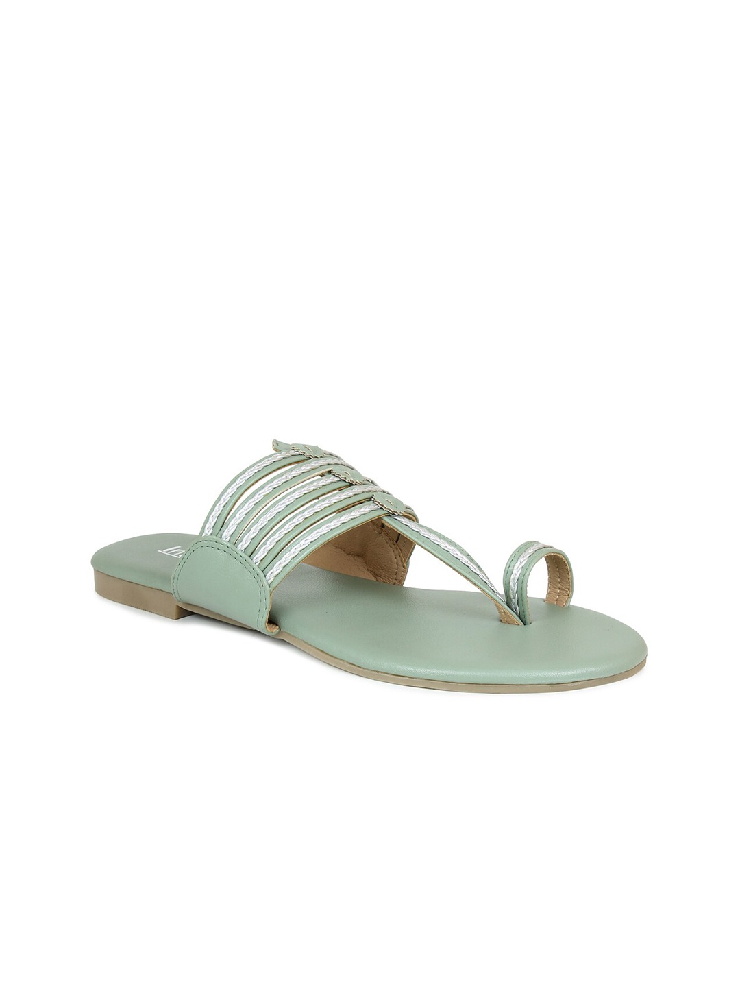 

Inc 5 Women Green Woven Design Ethnic One Toe Flats